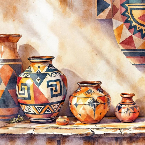 New Mexico Native American Designs, Aztec Pottery - Magnet