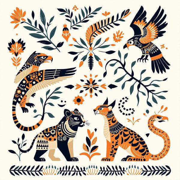 Southwestern Native American Designs, Aztec Animal Art - Magnet