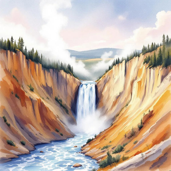 Falls on the Yellowstone River, Yellowstone National Park - Magnet